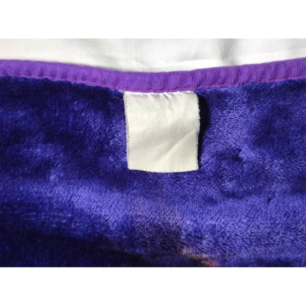 Vtg Purple Boy & Puppy Dog Tree Throw Blanket 40x50 Overalls Brown htf Thick‎